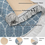 Dekoreko Kaymaz Taban Djt Salon Halısı Yıldız Deri Saçaklı Yuvarlak İskandinav F5084