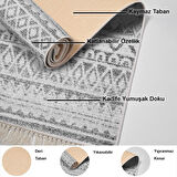 Dekoreko Kaymaz Taban Djt Salon Halısı Yıldız Deri Saçaklı İskandinav F5078