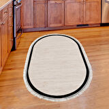 Alanur Home Kaymaz Taban Djt Banyo Mutfak Salon Halı  Trend Saçaklı Oval Dokuma Desen E5007