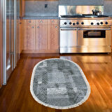 Dekoreko Kaymaz Taban Djt Mutfak Halısı Trend Saçaklı Oval İskandinav F5132