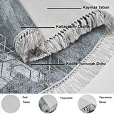 Dekoreko Kaymaz Taban Djt Mutfak Halısı Trend Saçaklı Oval İskandinav F5132