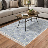 Dekoreko Kaymaz Taban Djt Salon Halısı Yıldız Deri Saçaklı Modern 627M