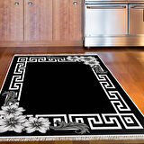 Dekoreko Kaymaz Taban Djt Mutfak Halısı Yıldız Deri Saçaklı Modern Kt494