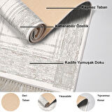 Dekoreko Kaymaz Taban Djt Salon Halısı Yıldız Deri Saçaklı Modern M5076