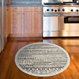 Dekoreko Kaymaz Taban Djt Mutfak Halısı Yıldız Deri Saçaklı Yuvarlak İskandinav F5080