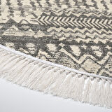 Dekoreko Kaymaz Taban Djt Mutfak Halısı Yıldız Deri Saçaklı Yuvarlak İskandinav F5080