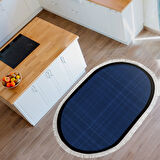 Alanur Home Kaymaz Taban Djt Banyo Mutfak Salon Halı  Trend Saçaklı Oval Dokuma Desen E5007