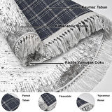 Dekoreko Kaymaz Taban Djt Salon Halısı Star Pamuk Saçaklı Yuvarlak Modern 1342