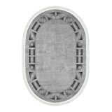 Dekoreko Kaymaz Taban Djt Salon Halısı Yıldız Deri Saçaklı Oval Modern 691M