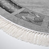 Dekoreko Kaymaz Taban Djt Salon Halısı Yıldız Deri Saçaklı Oval Modern 691M