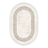 Dekoreko Kaymaz Taban Djt Banyo Halısı Trend Saçaklı Oval Modern 626M