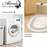 Dekoreko Kaymaz Taban Djt Banyo Halısı Trend Saçaklı Oval Modern 626M