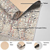 Dekoreko Kaymaz Taban Djt Salon Halısı Yıldız Deri Saçaklı İskandinav F5139