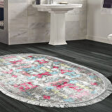Dekoreko Kaymaz Taban Djt Banyo Halısı Yıldız Deri Saçaklı Oval Modern F5138
