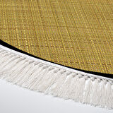 Alanur Home Kaymaz Taban Djt Banyo Mutfak Salon Halı Yıldız Deri Saçaklı Yuvarlak Dokuma Desen E5007