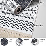 Dekoreko Kaymaz Taban Djt Mutfak Halısı Star Pamuk Saçaklı İskandinav F5086