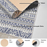 Dekoreko Kaymaz Taban Djt Mutfak Halısı Yıldız Deri Saçaklı İskandinav F5082