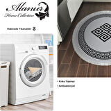 Dekoreko Kaymaz Taban Djt Mutfak Halısı Yıldız Deri Saçaklı Yuvarlak Modern 656M