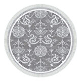 Dekoreko Kaymaz Taban Djt Mutfak Halısı Yıldız Deri Saçaklı Yuvarlak Modern 1861M