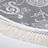 Dekoreko Kaymaz Taban Djt Mutfak Halısı Yıldız Deri Saçaklı Yuvarlak Modern 1861M