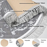Dekoreko Kaymaz Taban Djt Mutfak Halısı Yıldız Deri Saçaklı Yuvarlak Modern 1861M