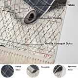 Dekoreko Kaymaz Taban Djt Salon Halısı Star Pamuk Saçaklı İskandinav Al1103