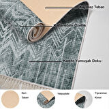 Dekoreko Kaymaz Taban Djt Mutfak Halısı Yıldız Deri Saçaklı İskandinav F5083