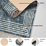 Dekoreko Kaymaz Taban Djt Mutfak Halısı Yıldız Deri Saçaklı Modern M5142