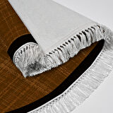 Alanur Home Kaymaz Taban Djt Banyo Mutfak Salon Halı  Trend Saçaklı Oval Dokuma Desen E5007