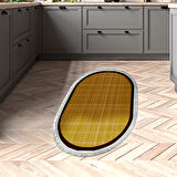 Alanur Home Kaymaz Taban Djt Banyo Mutfak Salon Halı  Trend Saçaklı Oval Dokuma Desen E5007