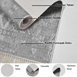 Dekoreko Kaymaz Taban Djt Salon Halısı Trend Saçaklı İskandinav F5137