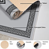 Dekoreko Kaymaz Taban Djt Salon Halısı Yıldız Deri Saçaklı Modern 656M