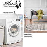 Dekoreko Kaymaz Taban Djt Salon Halısı Yıldız Deri Saçaklı Oval İskandinav F5078