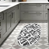 Dekoreko Kaymaz Taban Djt Mutfak Halısı Trend Saçaklı Oval İskandinav F5128