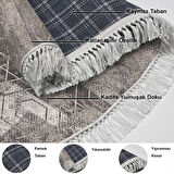 Dekoreko Kaymaz Taban Djt Banyo Halısı Star Pamuk Saçaklı Oval İskandinav F5132