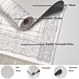 Dekoreko Kaymaz Taban Djt Salon Halısı Trend Saçaklı Modern M5076