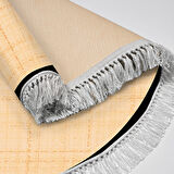 Alanur Home Kaymaz Taban Djt Banyo Mutfak Salon Halı Yıldız Deri Saçaklı Yuvarlak Dokuma Desen E5007