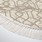 Dekoreko Kaymaz Taban Djt Mutfak Halısı Yıldız Deri Saçaklı Oval Modern 757