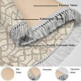 Dekoreko Kaymaz Taban Djt Mutfak Halısı Yıldız Deri Saçaklı Oval Modern 757