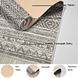 Dekoreko Kaymaz Taban Djt Mutfak Halısı Yıldız Deri Saçaklı İskandinav F5087