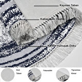 Dekoreko Kaymaz Taban Djt Mutfak Halısı Trend Saçaklı Oval Modern M5132