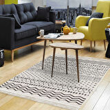 Dekoreko Kaymaz Taban Djt Salon Halısı Trend Saçaklı İskandinav F5086