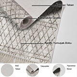 Dekoreko Kaymaz Taban Djt Salon Halısı Trend Saçaklı İskandinav F5079