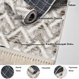 Dekoreko Kaymaz Taban Djt Mutfak Halısı Star Pamuk Saçaklı İskandinav F5124