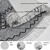 Dekoreko Kaymaz Taban Djt Banyo Halısı Trend Saçaklı Oval Modern M5001