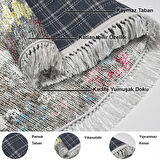 Dekoreko Kaymaz Taban Djt Banyo Halısı Star Pamuk Saçaklı Oval Modern F5138