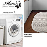 Dekoreko Kaymaz Taban Djt Mutfak Halısı Star Pamuk Saçaklı Oval İskandinav F5078