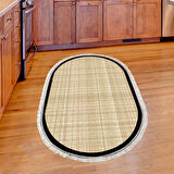 Alanur Home Kaymaz Taban Djt Banyo Mutfak Salon Halı  Trend Saçaklı Oval Dokuma Desen E5007