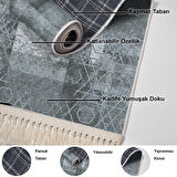 Dekoreko Kaymaz Taban Djt Mutfak Halısı Star Pamuk Saçaklı İskandinav F5132