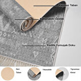 Dekoreko Kaymaz Taban Djt Salon Halısı Yıldız Deri Saçaklı İskandinav F5137